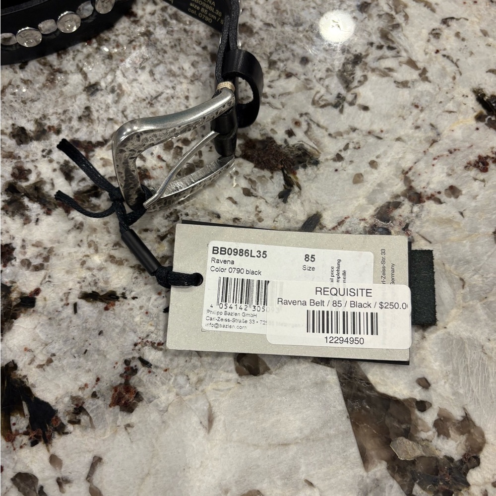 NWT Studded B Belt Ravena leather belt (85 cm size Small) black silver - Picture 9 of 12
